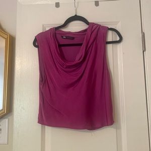 SILK LIKE, COWL NECK ZARA TOP